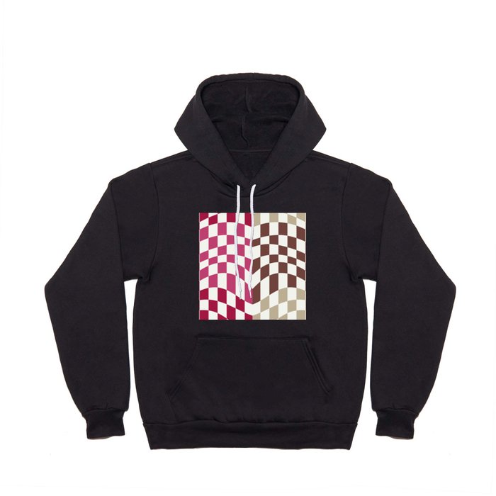 Pink and brown warp checked Hoody