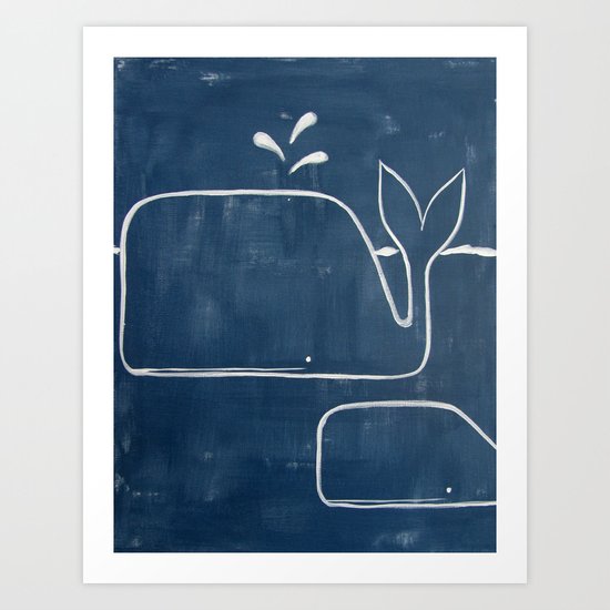 No. 006 - The Whales (Modern Kids & Nursery Art) Art Print