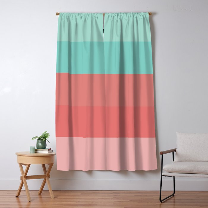 Broad Stripes In Aqua And Coral Pink Minimalist Striped Color