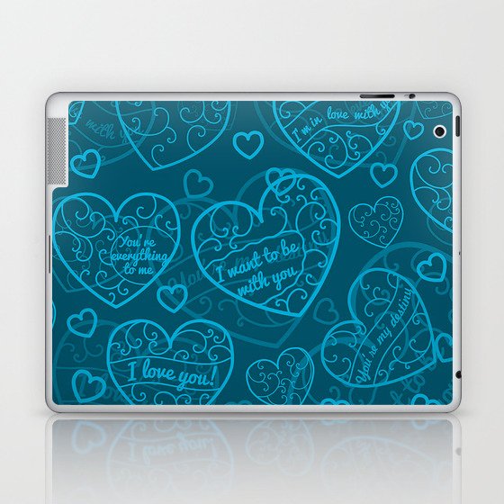 Blue Love Heart Collection Laptop & iPad Skin
