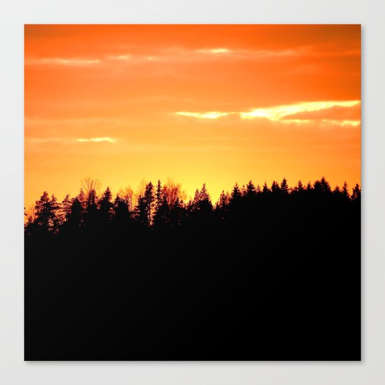 Forest Silhouette In Sunset Canvas Print