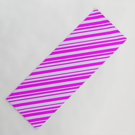 [ Thumbnail: Fuchsia and Lavender Colored Stripes/Lines Pattern Yoga Mat ]