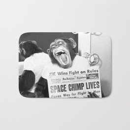 Space Chimp Lives - NASA Moon Flight black and white photograph Bath Mat | Nasa, Strange, Offbeat, Funny, Mission, Monkeys, Spacechip, Bizarre, Spaceship, Black And White 