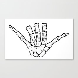 Surf Shaka sign. Hand drawn illustration of hand skeleton. Canvas Print