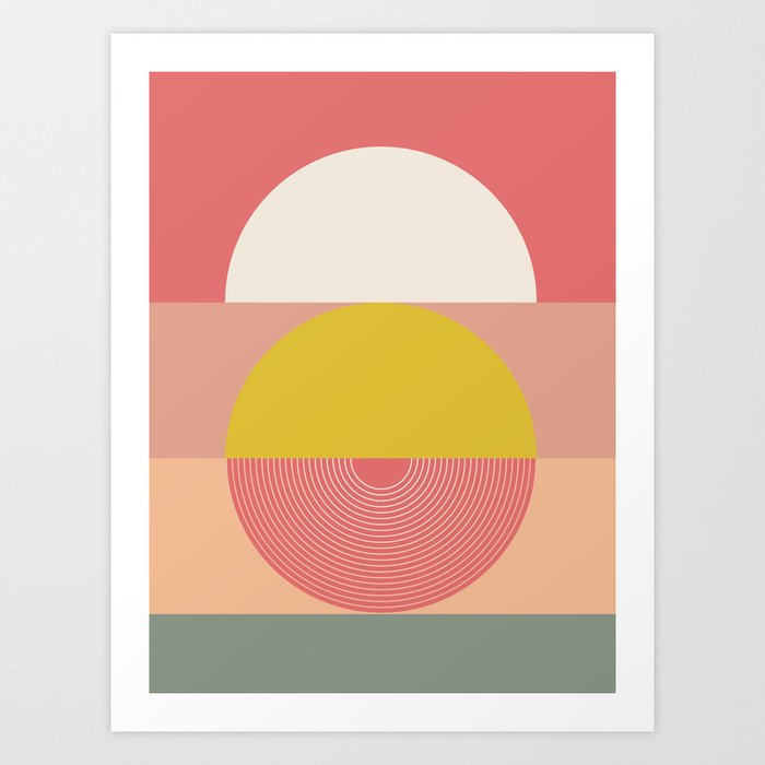 Mid Mod Geometry Abstract 1/2 - Peach Fuzz Art Print