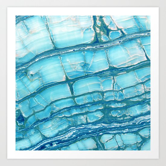 Blue onyx marble Art Print