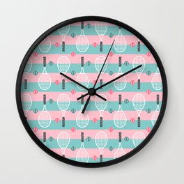 Colorful seamless tennis pattern Wall Clock