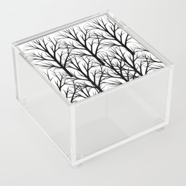 Winter Snow white silhouette nature wild forest and tree  Acrylic Box