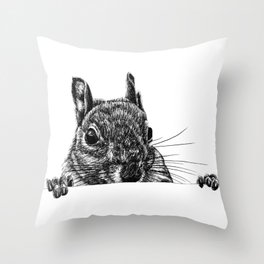 Grey squirrel ink illustration Throw Pillow
