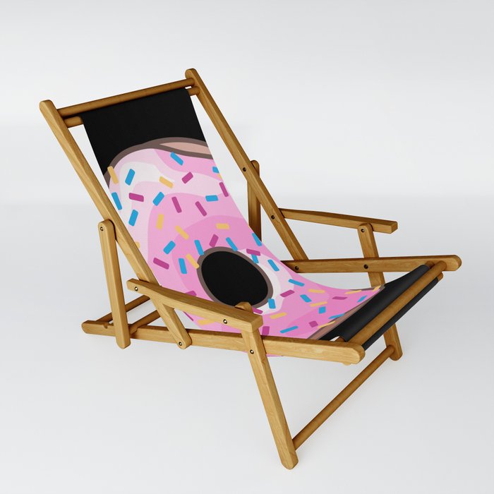 Pink Donut on Black Sling Chair by XOOXOO