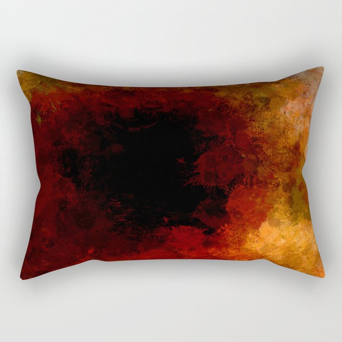 Abstract dark splashed red orange brown Rectangular Pillow