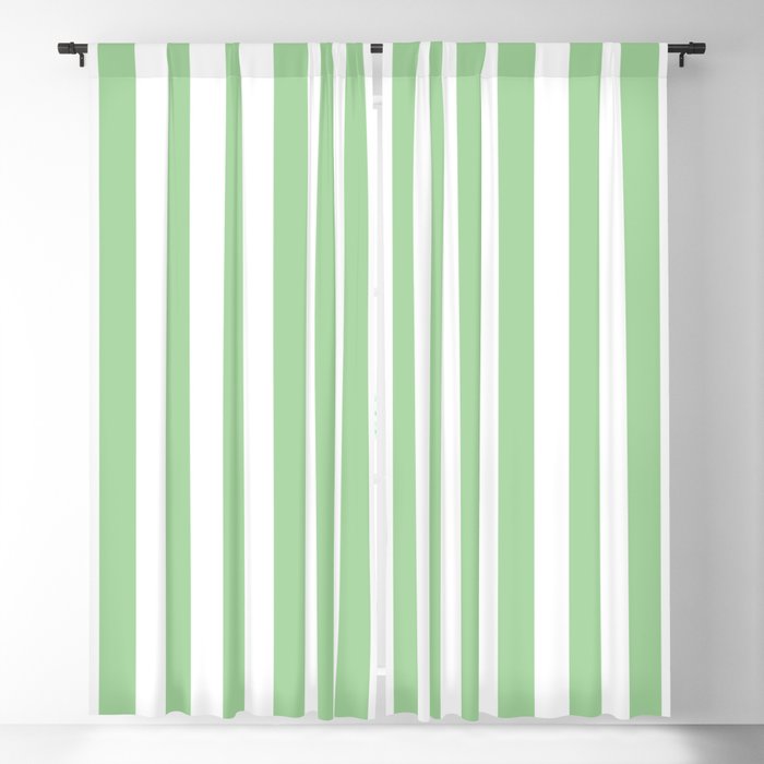 Vertical Mint Stripes Pattern Blackout Curtain By