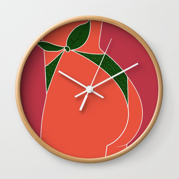Just Peachy - Fun, Summer, Cute, Peach, Fresh, Butt Wall Clock