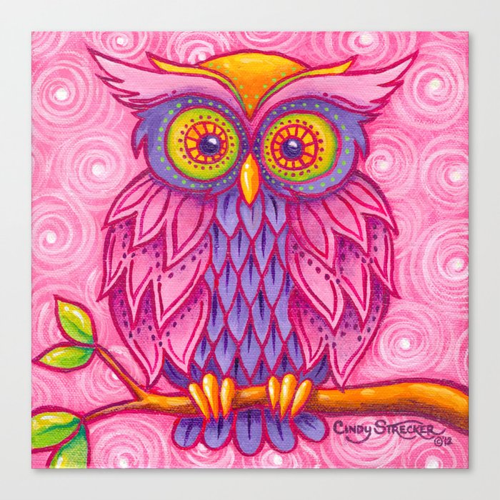 Owl in Pink Canvas Print