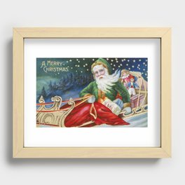 Vintage Christmas Postcard Recessed Framed Print