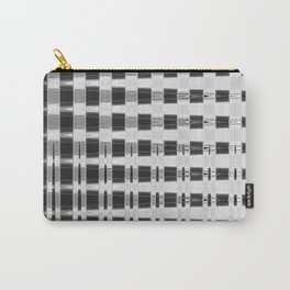 Black and White Geometrical Grid Line Pattern Carry-All Pouch