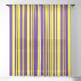[ Thumbnail: Indigo and Yellow Colored Lines/Stripes Pattern Sheer Curtain ]