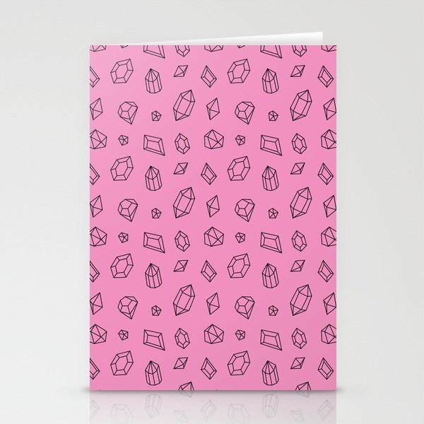 Pink and Black Gems Pattern Stationery Cards