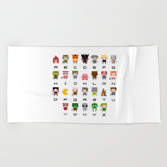 Video Games Pixel Alphabet Beach Towel