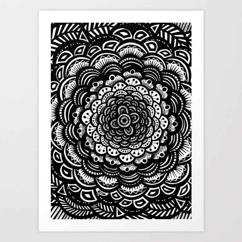 Mandala Zentangle Abstract Doodle Art Print By Kyleescanvas