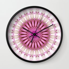 Cream, pink and red mandala Wall Clock