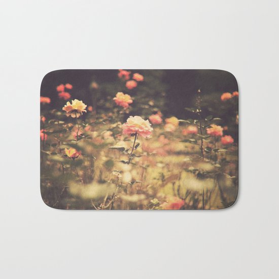 One Rose in a Magic Garden (Vintage Flower Photography) Bath Mat