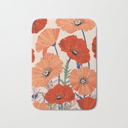 Flower market Rome inspiration Bath Mat | Romantic, Poppies, Red, Plants, Italy, Painting, Market, Poster, Campodeifiori, Nature 