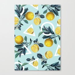 Geometric and Lemon pattern III Canvas Print