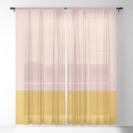Blush Pink and Mustard Yellow Minimalist Color Block Sheer Curtain