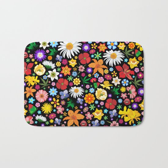 Spring Flowers Pattern Bath Mat