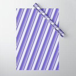 [ Thumbnail: Lavender & Slate Blue Colored Stripes Pattern Wrapping Paper ]