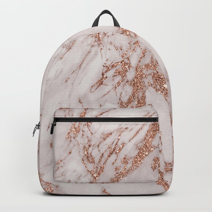Abstract blush gray rose gold glitter marble Backpack