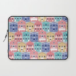Colourful Portuguese houses // light grey background rob roy yellow mandy red electric blue and peacock teal Costa Nova inspired houses Laptop Sleeve