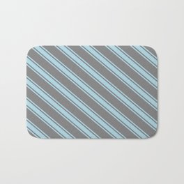 [ Thumbnail: Grey & Light Blue Colored Stripes Pattern Bath Mat ]