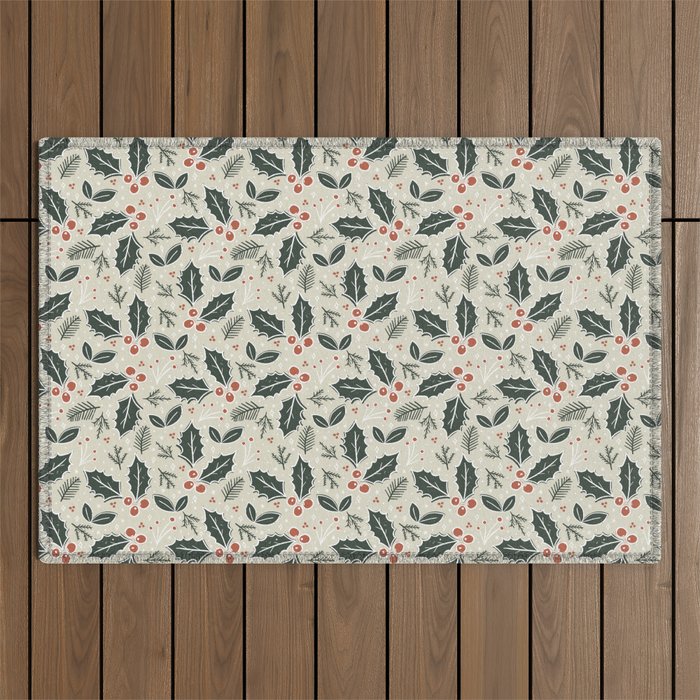 Holly Days . Neutral Outdoor Rug