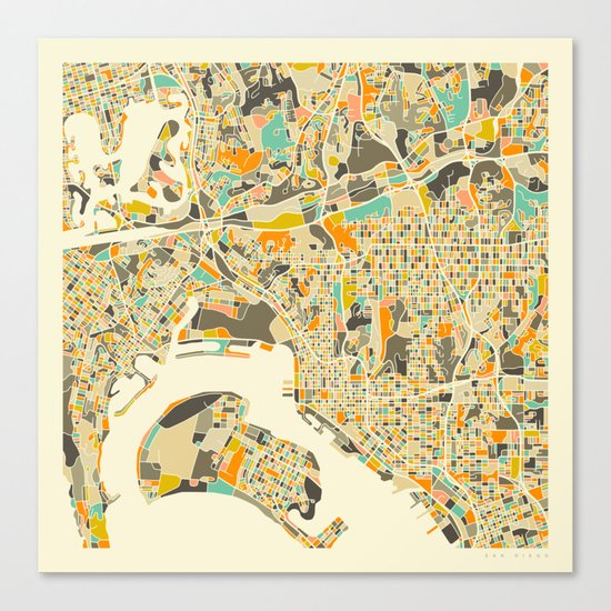 San Diego Map Canvas Print