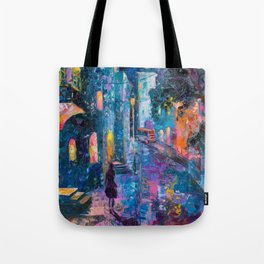 Classic Street Architecture Scene Colorful Oil Painting old style Drawing Technique Art HD Print 04 Tote Bag