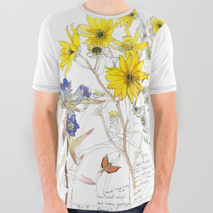 Summer Prairie Flowers All Over Graphic Tee
