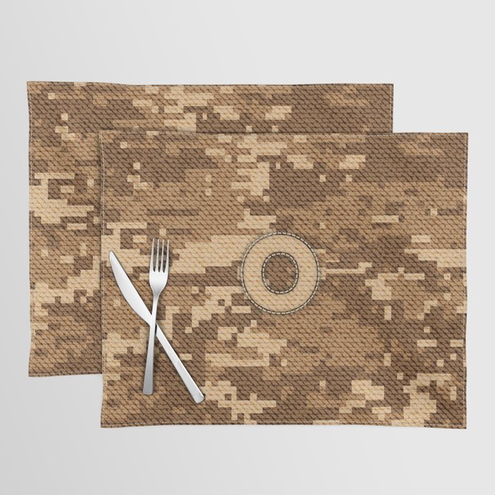 Personalized  O Letter on Brown Military Camouflage Army Commando Design, Veterans Day Gift / Valentine Gift / Military Anniversary Gift / Army Commando Birthday Gift  Placemat