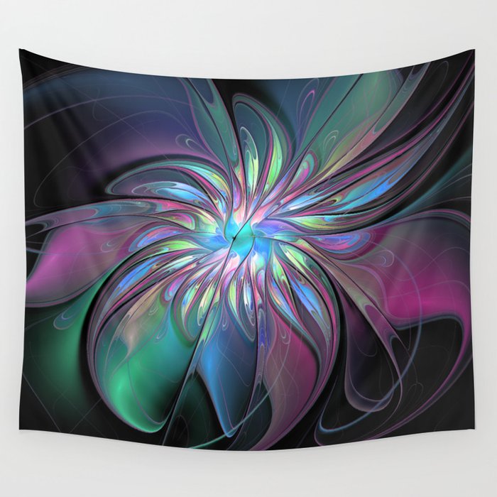Abstract Fantasy, Colorful Fractals Art Flower Wall Tapestry