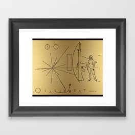 We Come With Piece (Pioneer probe plaque) by Dan Levin Framed Art Print