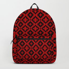 Red and Black Ornamental Arabic Pattern Backpack
