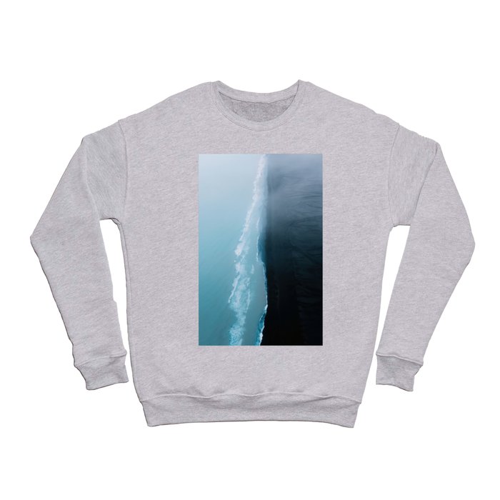 Black Sand Beach And Blue Ocean In Iceland – Landscape Photography Crewneck Sweatshirt