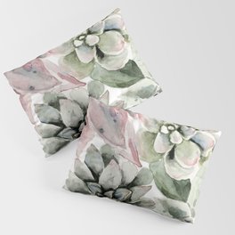 Circular Succulent Watercolor Pillow Sham