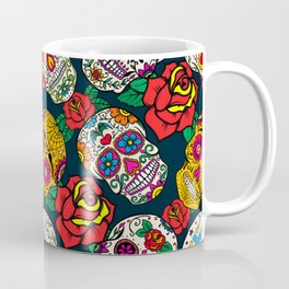 Mexican Sugar Skulls And Roses Pattern Coffee Mug