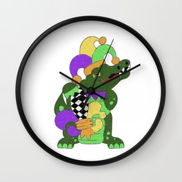 Mardi Gras Alligator with Fleur de lis  Wall Clock