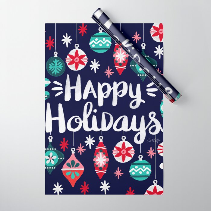 Happy Holidays – Navy Wrapping Paper
