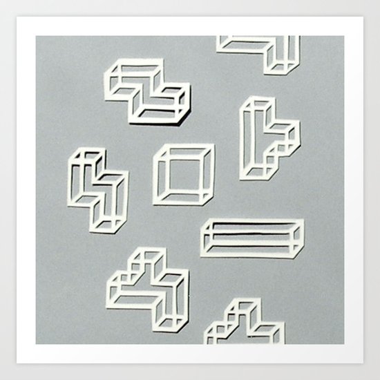 Tetris Papercut Art Print