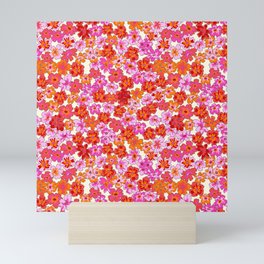 Covered in Flowers - Red, Pink, and Orange Small Floral Pattern Mini Art Print