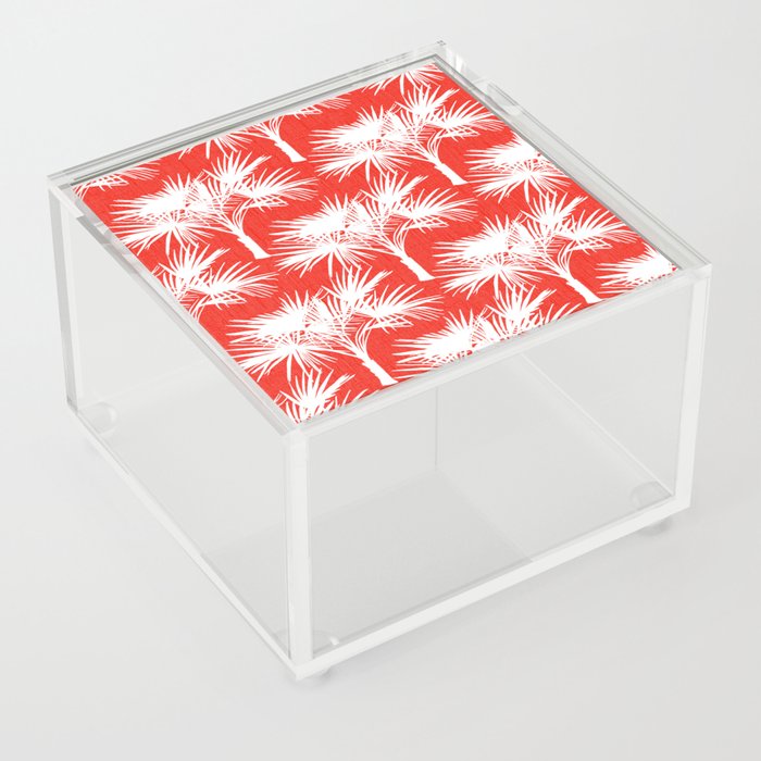 70’s Palm Springs Trees White on Red Acrylic Box